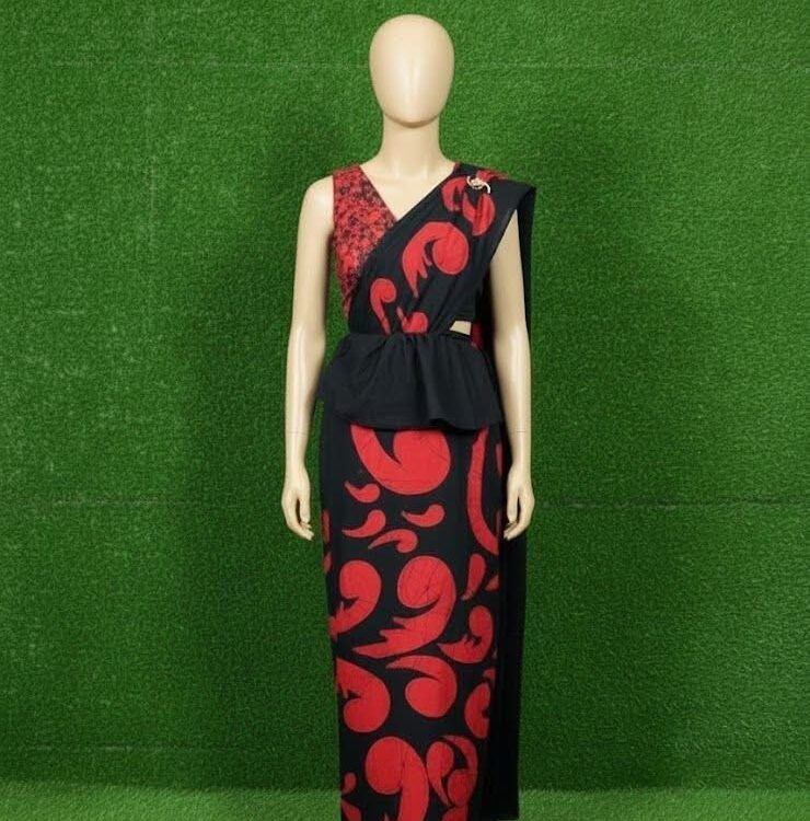 Batik Saree (Red and Black)